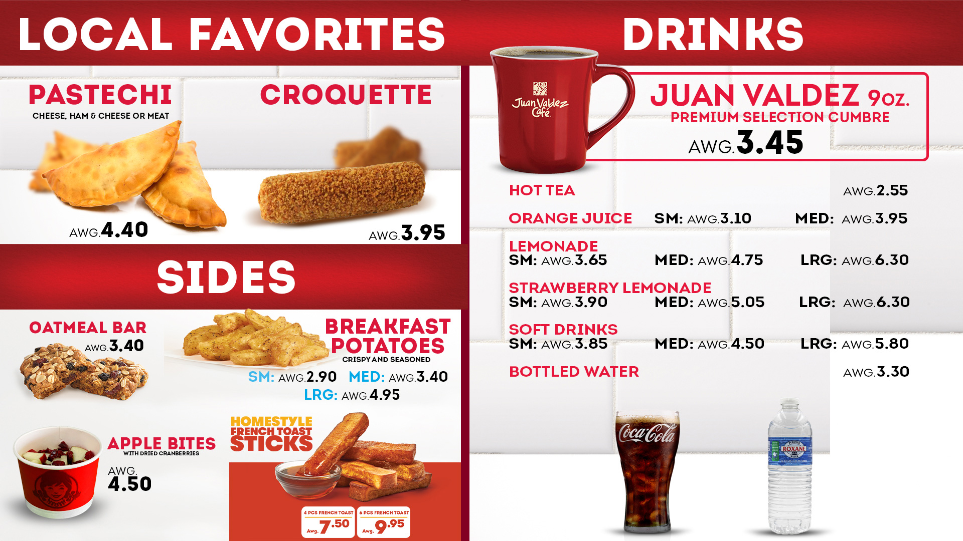 Wendy's Aruba Breakfast Menu