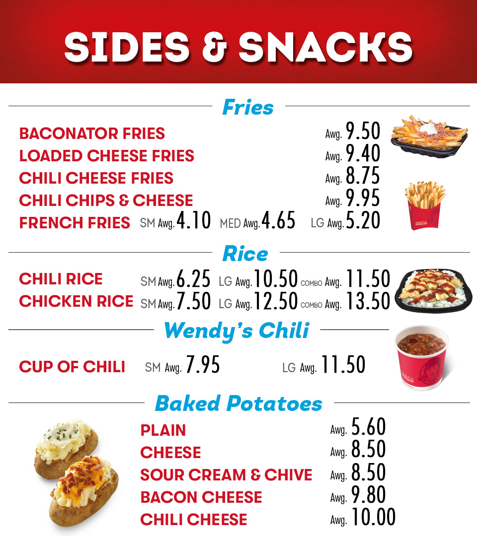 Wendy's Aruba Food Menu